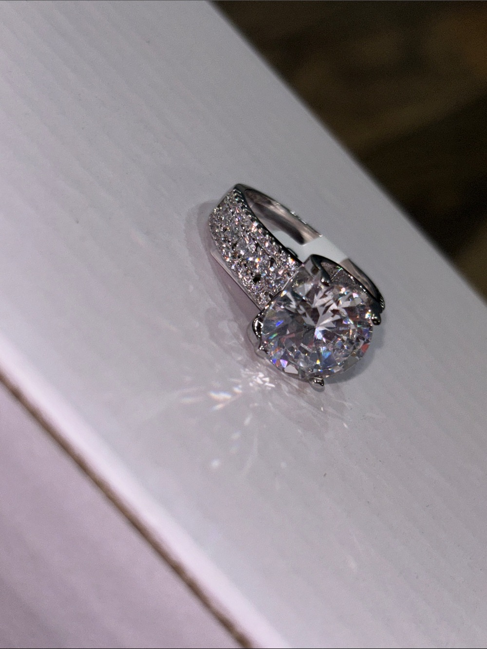 Silver-Tone Round Cubic Zirconia Statement Ring